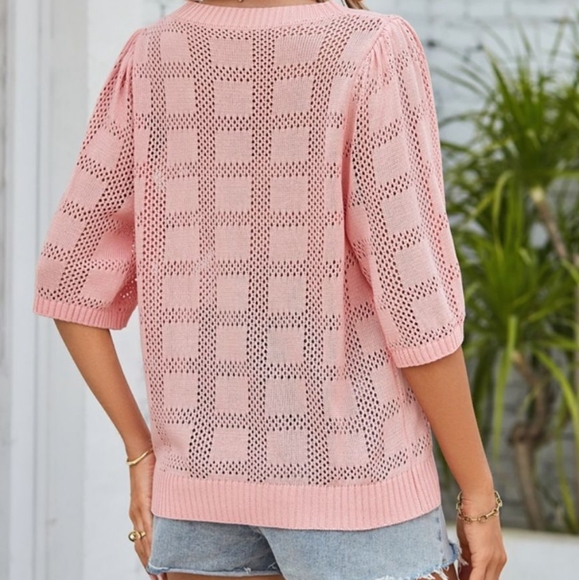 Open Knit Top - Pink - Picture 4 of 5